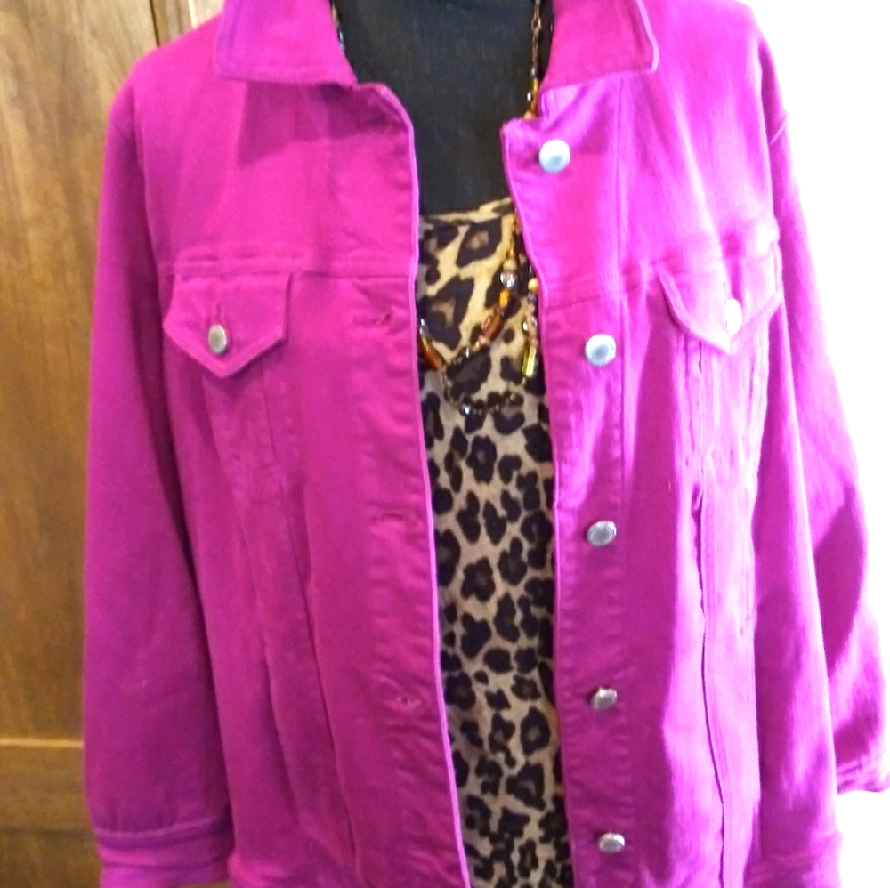 Coldwater Creek Magenta Stretch Denim Jacket
